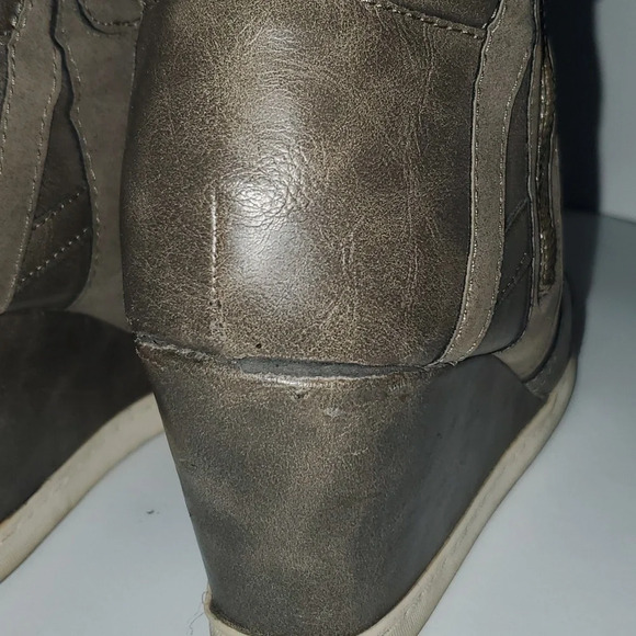 CANDIES Womens BOOTS Booties SIZE 9.5 M Brown Leather Suede Wedge Ankle - Picture 8 of 11